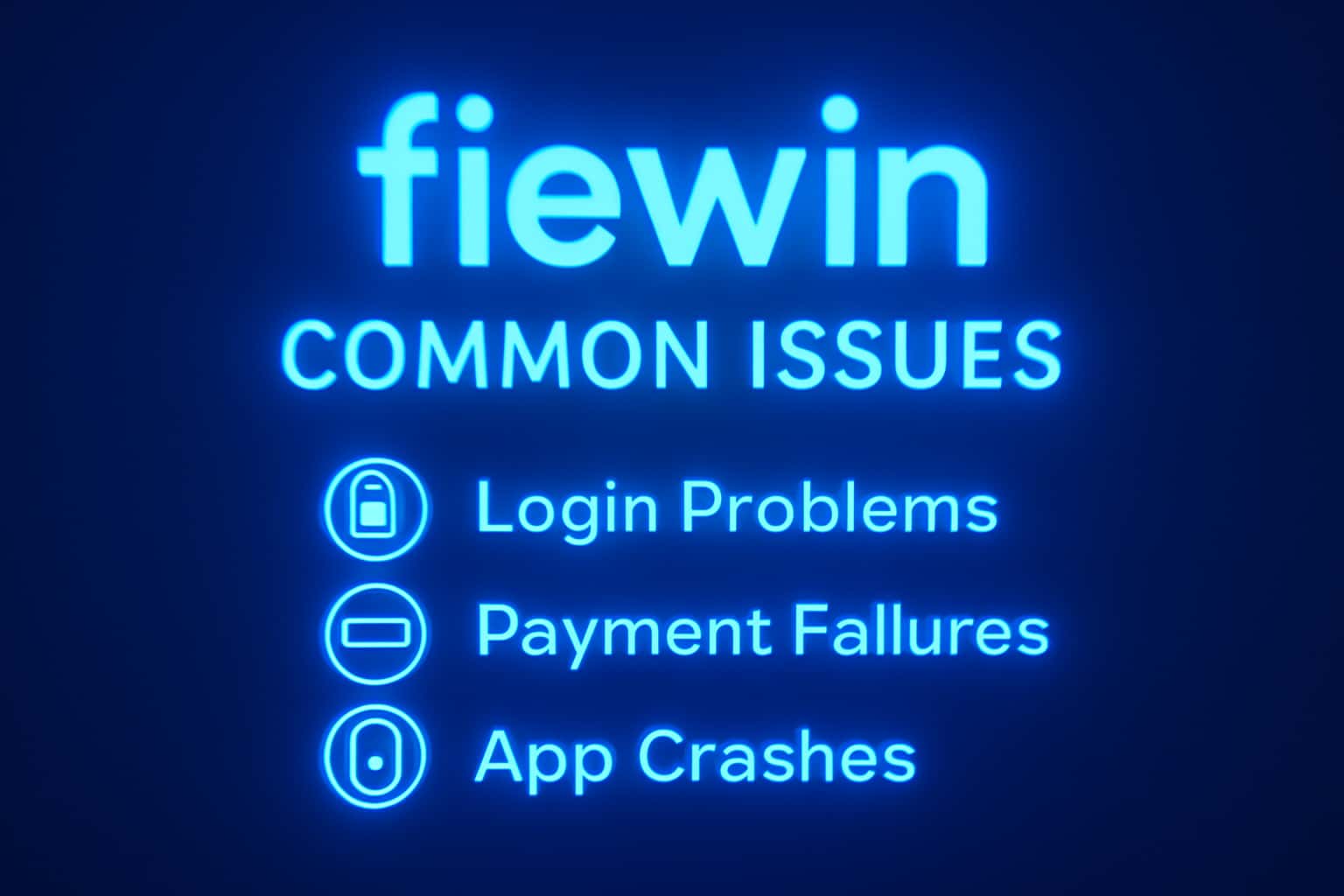 An informative graphic depicting various common issues related to the fiewin app.