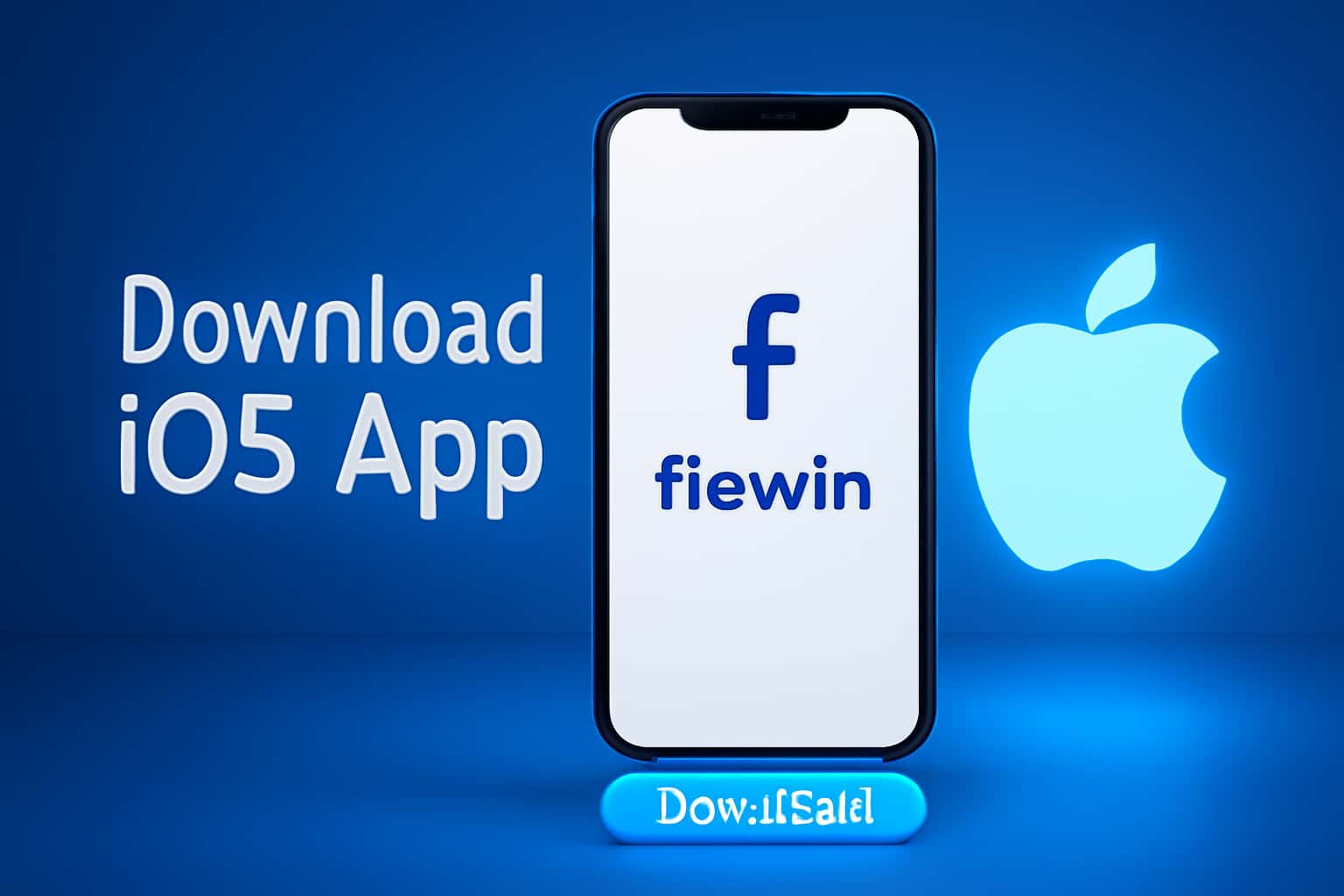 A high-tech representation of the fiewin iOS app download process.