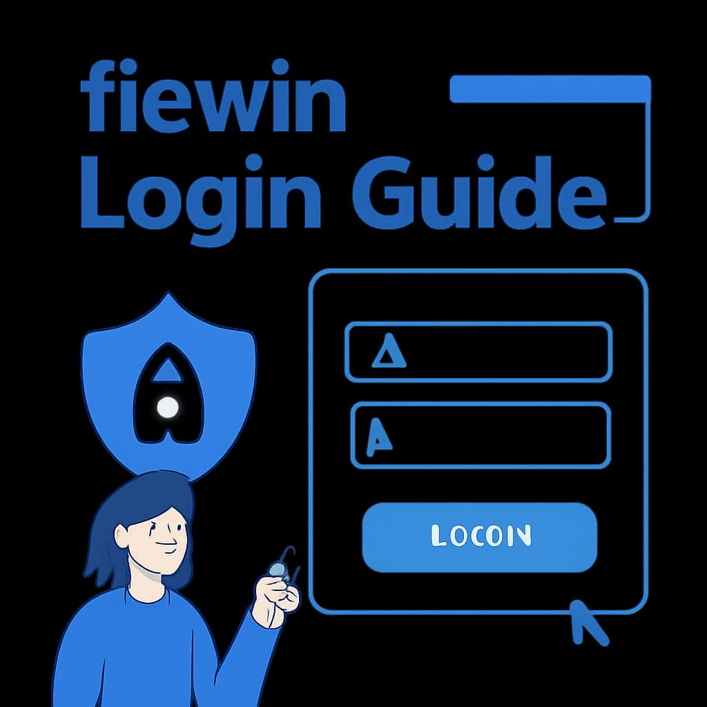 Illustration explaining login steps for fiewin.