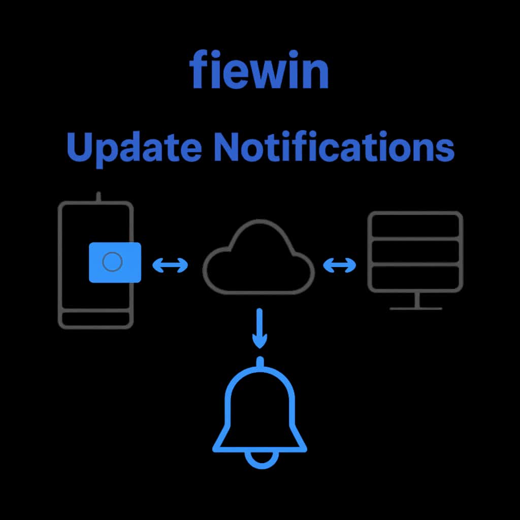 A diagram explaining the fiewin Update Notifications process.
