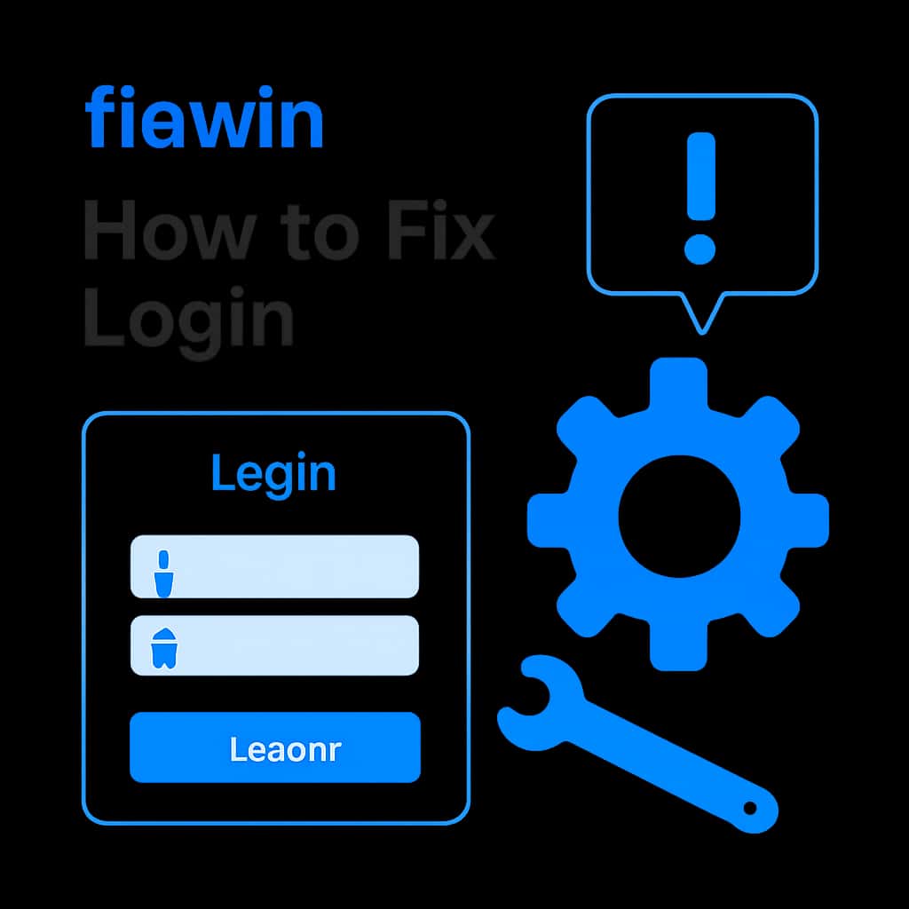 Illustration depicting troubleshooting steps for fiewin login.