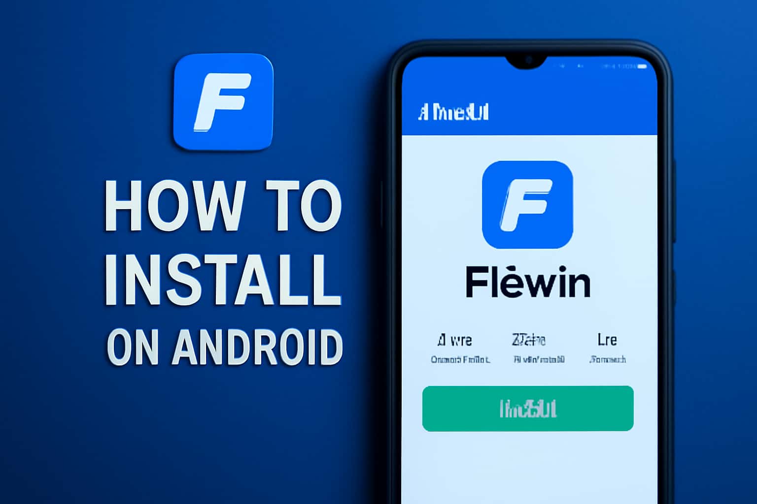 Informational scene illustrating the process of installing fiewin on an Android device.