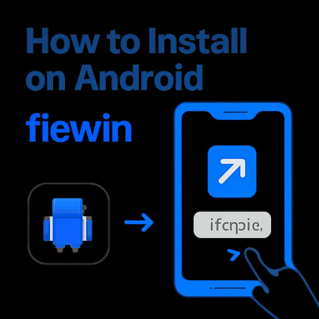 Illustration detailing the installation process for fiewin on Android.