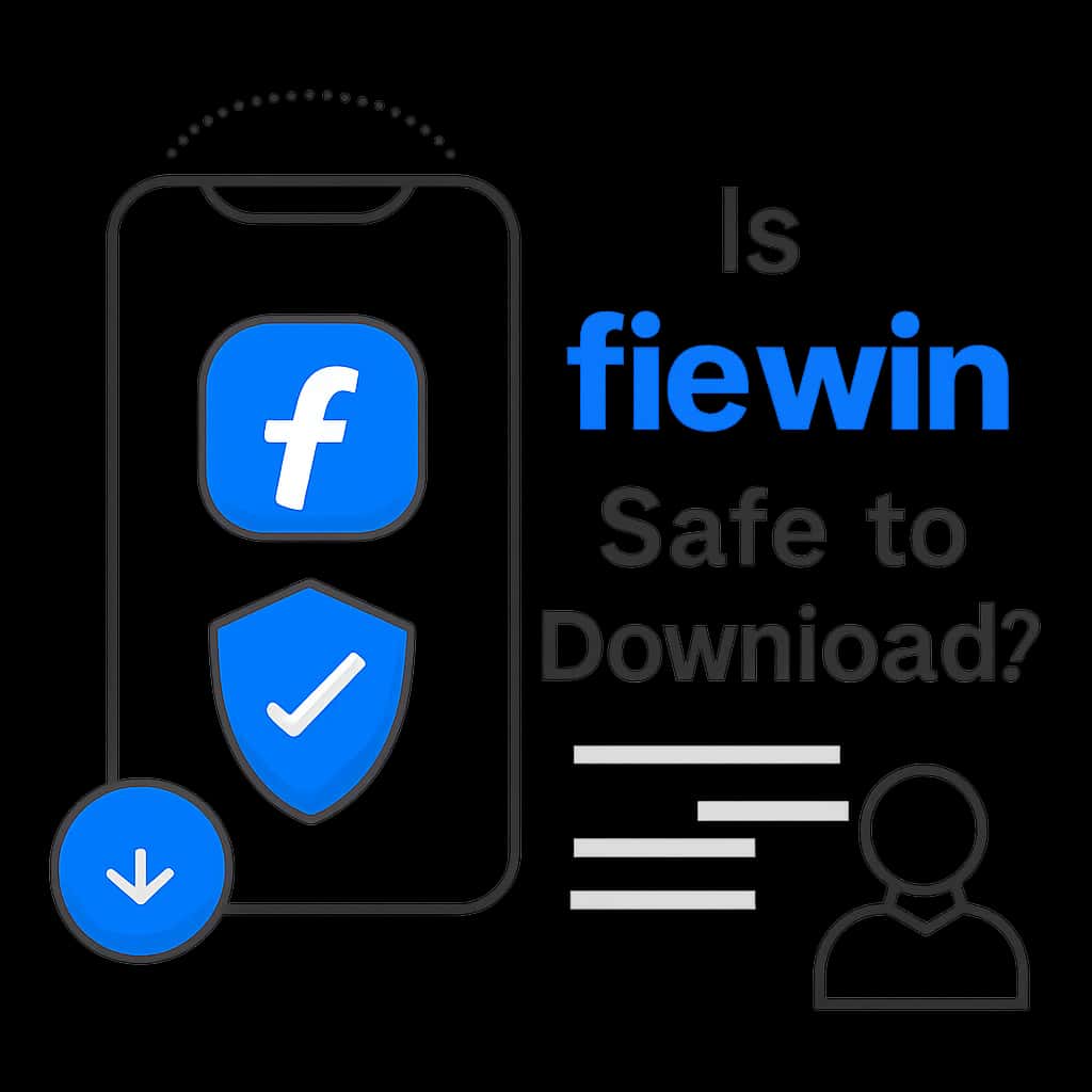 An educational diagram outlining the safe download process for fiewin.
