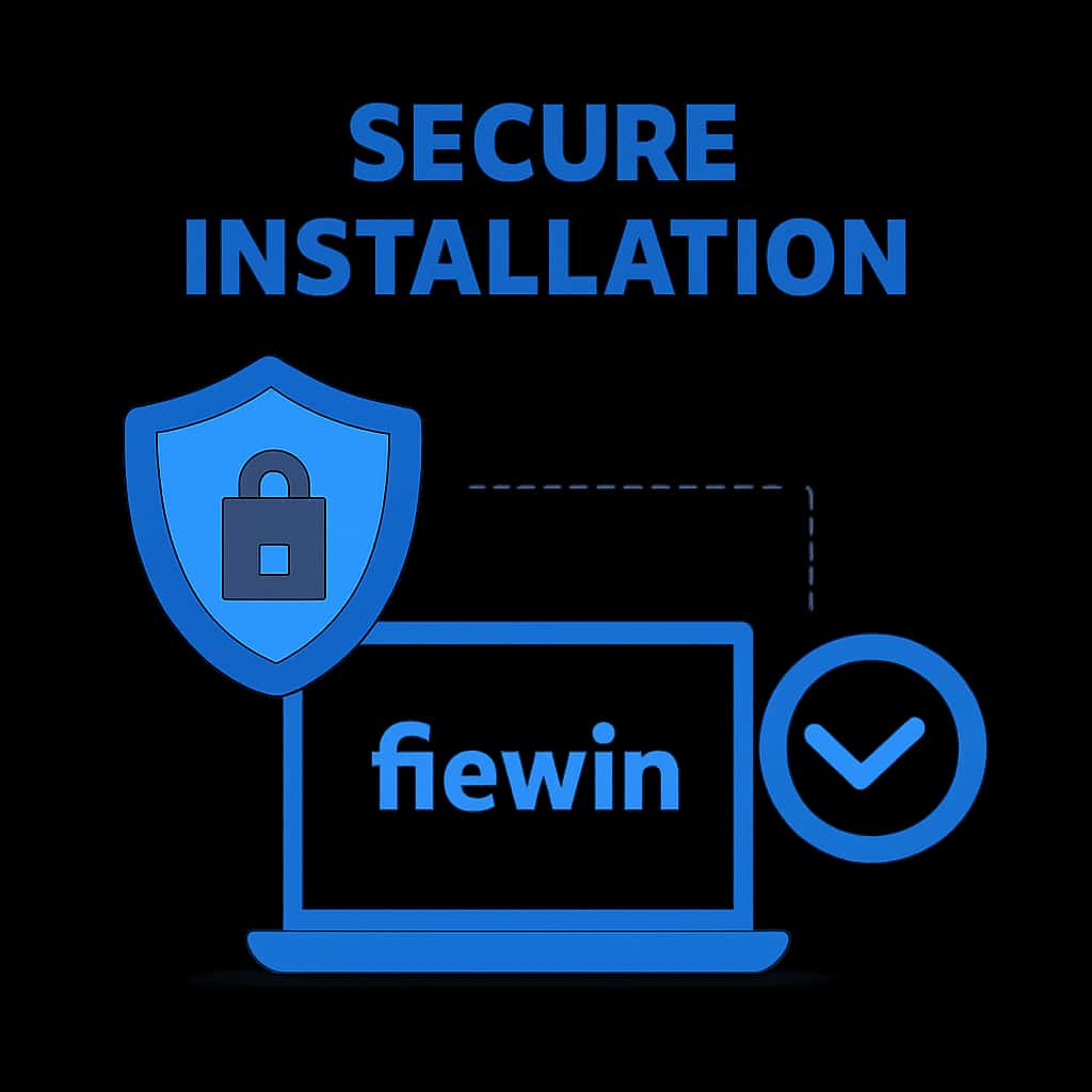 An illustration depicting the steps for installing fiewin securely.
