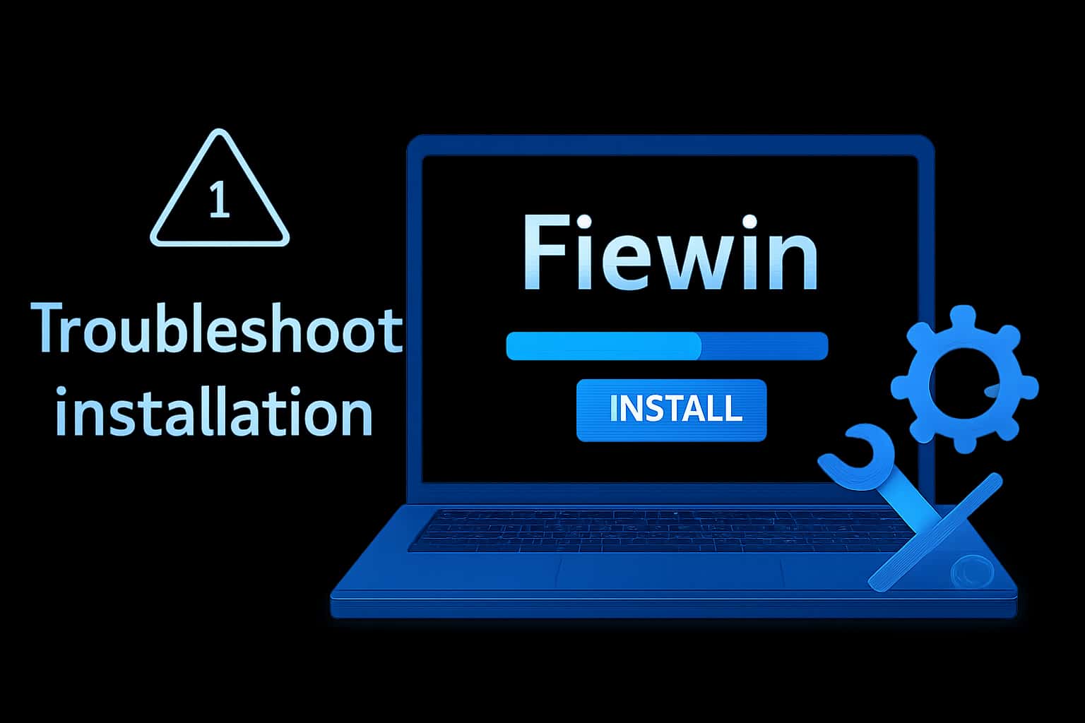 Informational scene on Troubleshooting fiewin Installation with prominent text.